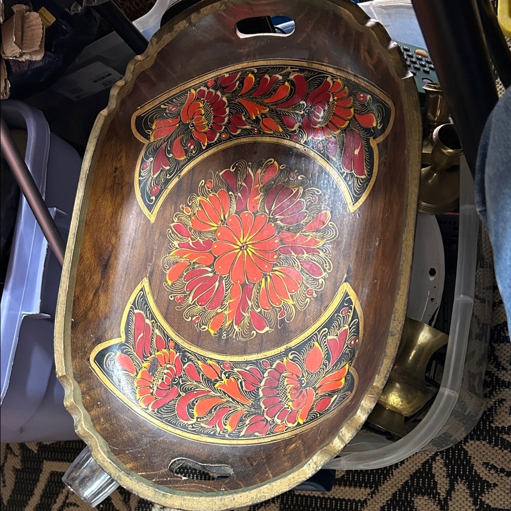 Handcrafted Floral Wooden Tray